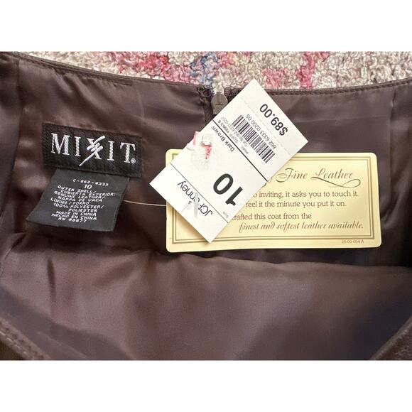 NWT Vintage Mix It Chocolate Leather Skirt – Size 10, Knee Length 90's Y2K - Picture 5 of 8